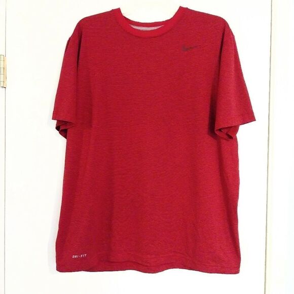 Nike Red Striped Athletic Tshirt - Picture 1 of 4